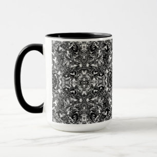 MODERNE, SCHWARZE UND WEISSE BAROCKE ORNAMENTAL TASSE