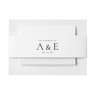 Moderne schwarze und weiße Couples-Monogramm-Hochz Einladungsbanderole