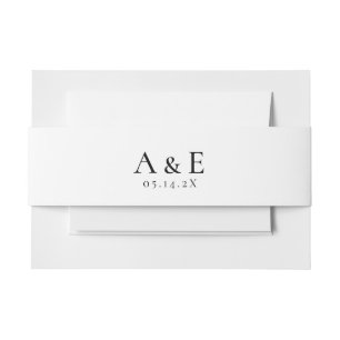 Moderne schwarze und weiße Couples-Monogramm-Hochz Einladungsbanderole