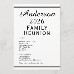 Moderne schwarze und weiße einfache Familienzusamm Einladung