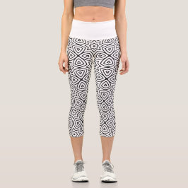 moderne schwarze und weiße geometrische Muster Capri Leggings