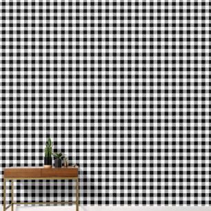 Moderne schwarze und weiße Gingham-Karo-Muster Tapete
