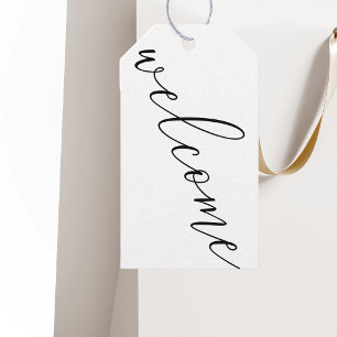 Moderne schwarze und weiße Hochzeitsbegrüßung Geschenkanhänger