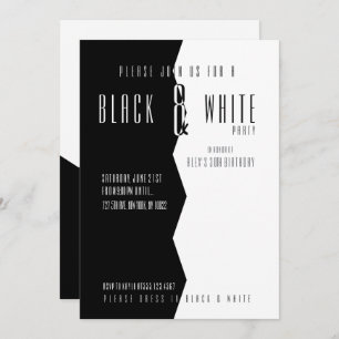Moderne, schwarze und weiße Party Einladungen
