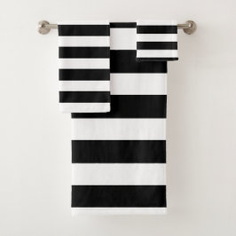 Moderne schwarze und weiße Polka-Punkte Badhandtuch Set