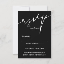 Moderne schwarze und weiße QR-Code-Hochzeit RSVP Karte