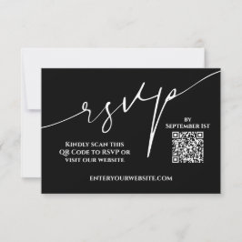Moderne schwarze und weiße QR-Code-Hochzeit RSVP Karte