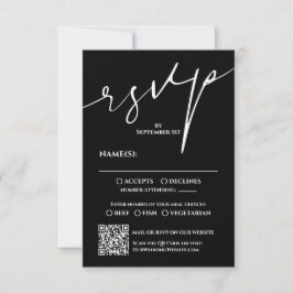 Moderne schwarze und weiße QR-Code-Hochzeit RSVP Karte