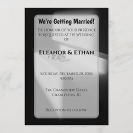 Moderne schwarze und weiße Schattenringe Verlobung Einladung