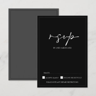 Moderne schwarze und weiße Schrift Hochzeit RSVP K Karte