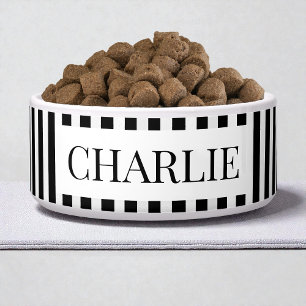 Moderne schwarze und weiße Streifen Minimal Hund H Napf
