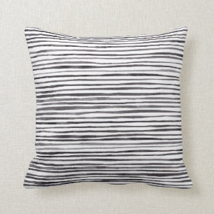 Moderne schwarze und weiße Streifen Wasserfarbe   Kissen