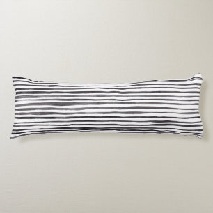 Moderne schwarze und weiße Streifen Wasserfarbe  Seitenschläferkissen