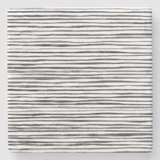 Moderne schwarze und weiße Streifen Wasserfarbe   Steinuntersetzer