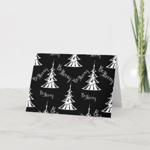 Moderne schwarze und weiße Weihnachtsbaumen Weihna Karte