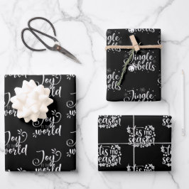 Moderne schwarze und weiße Weihnachtszitate Geschenkpapier Set
