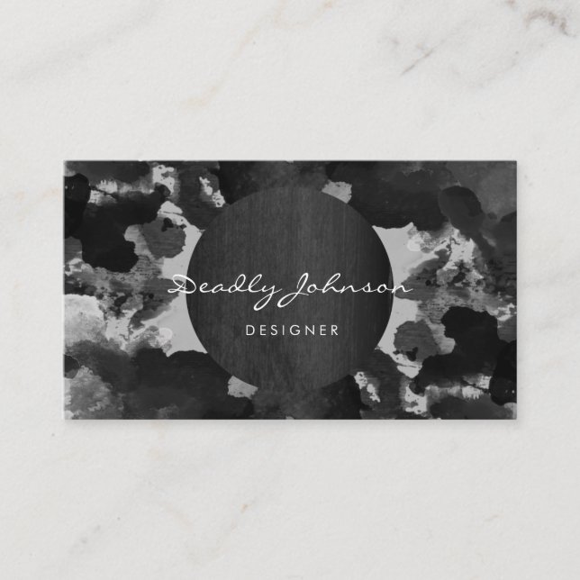 Moderne Schwarze Wasserfarbe Abstrakt Elegant Cool Visitenkarte (Vorderseite)