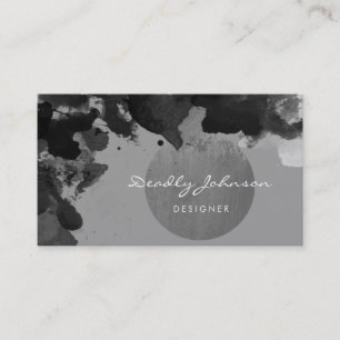 Moderne Schwarze Wasserfarbe Abstrakt Elegant Cool Visitenkarte