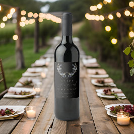 Moderne schwarze Wasserfarben-Olivenzweig JEDER Ge Weinetikett