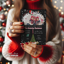 Moderne schwarze Weihnachts-Gruß-Fotografie Party Einladung