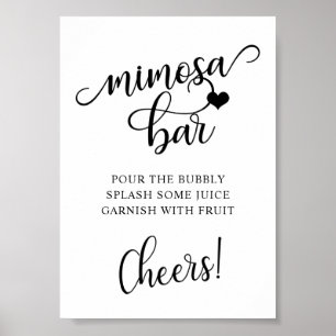 Moderne schwarze weiße Bridal Shower Party MIMOSA  Poster