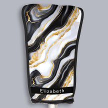Moderne Schwarze Weiße Goldene Marmor Personalisie