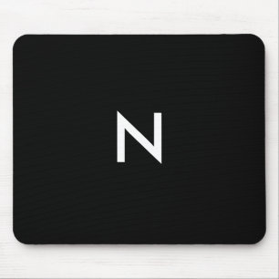 Moderne Schwarze Weiße Minimalistische Monogramm-I Mousepad