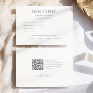 Moderne schwarze weiße Monogramm-Hochzeit im Budge RSVP Karte