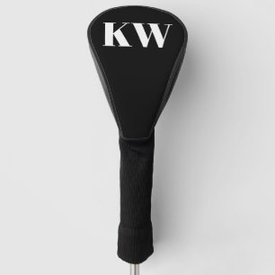 Moderne schwarze weiße Monogramm-Initialen persona Golf Headcover