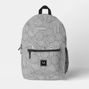 Moderne schwarze weiße monogrammierte Initiale im  Bedruckter Rucksack