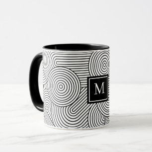 Moderne schwarze weiße monogrammierte Initiale im Tasse