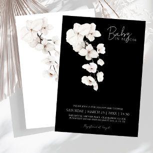Moderne schwarze weiße Orchidee Baby in Blüte Einladung