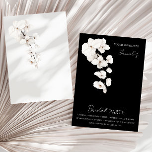 Moderne schwarze weiße Orchideen-Blumen-Hochzeitsf Einladung