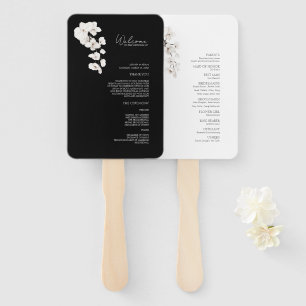Moderne schwarze weiße Orchideen-Blumen-Hochzeitsp Fächer