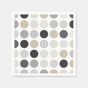Moderne schwarze weiße Punkte Muster Monogramm Serviette