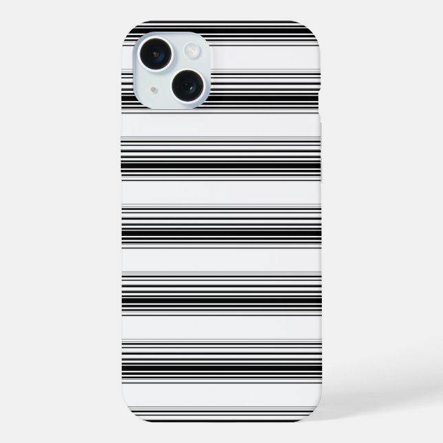 Moderne schwarze weiße Streifen iPhone Hülle (Rückseite)