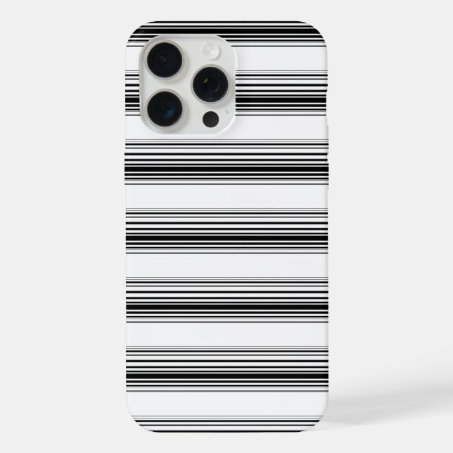 Moderne schwarze weiße Streifen iPhone Hülle (Rückseite)