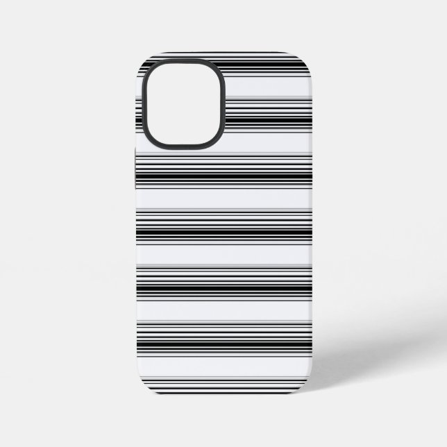 Moderne schwarze weiße Streifen iPhone Hülle (Rückseite)