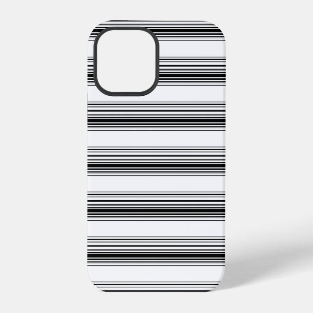 Moderne schwarze weiße Streifen iPhone Hülle (Rückseite)