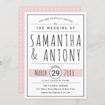 Moderne schwarze, weiße Typografie Rosa Hochzeit