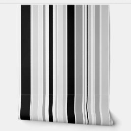 Moderne schwarze, weiße und graue Streifen Tapete