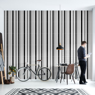 Moderne schwarze, weiße und graue Streifen Tapete