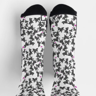 Moderne schwarze weiße und rosa wilde Zebra Socken