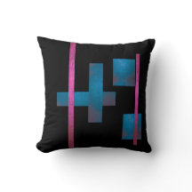 Moderne schwarze Wurfkissen mit blauem Kreuz und r