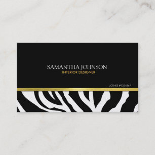 Moderne Schwarzesu. Goldzebra-Streifen mit Damast Visitenkarte