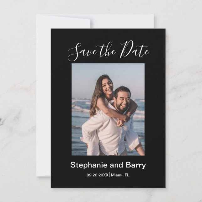 Moderne Schwarzfoto Save The Date (Vorderseite)