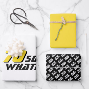 Moderne Schwarzgelbe Typografie 70. Geburtstag Geschenkpapier Set