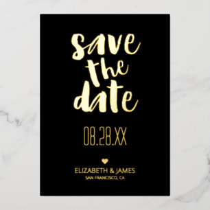 Moderne Schwarzgoldtypografie Save the Date Hochze Folieneinladung