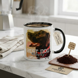 Moderne Schwarzlabrador-Wasserfarbfoto-Bester-Hund Tasse