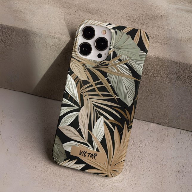 Moderne Schwarzweiß-Blätter Jungle Masculin Custom Case-Mate iPhone Hülle (Von Creator hochgeladen)